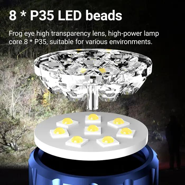 6500k 8x P35 Led haute luminosité Mini paume petite lampe de poche USB charge COB lumière latérale a