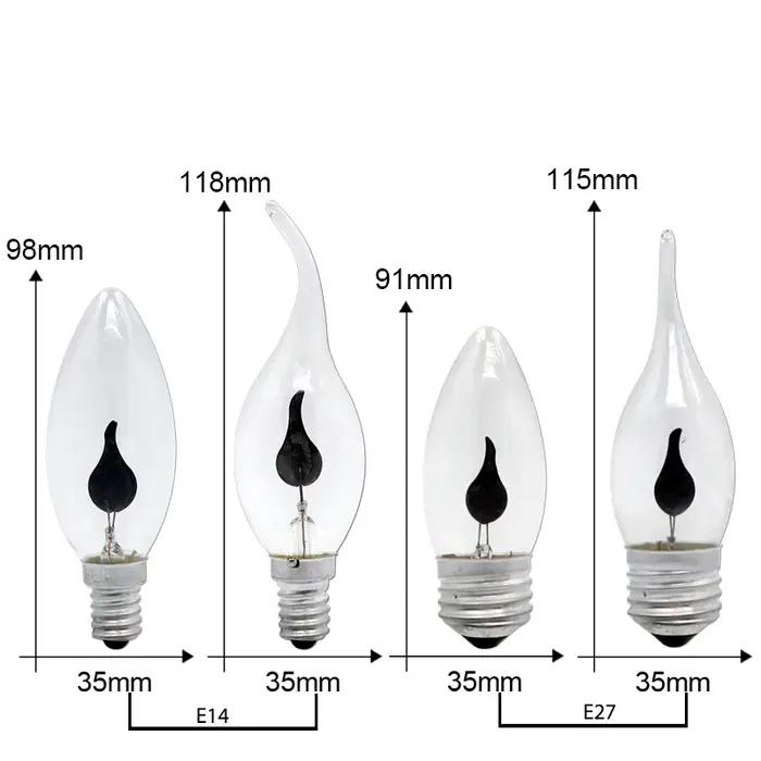 Vintage Edison E14 E27 Led ampoule bougie effet de flamme ampoule 3W AC220V maison pour décor éclair