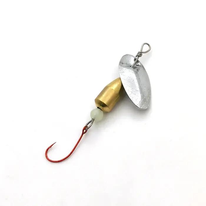 OUTKIT 1 pièces Spinner cuillère métal appât Micro leurre de pêche petites paillettes cuivre longue