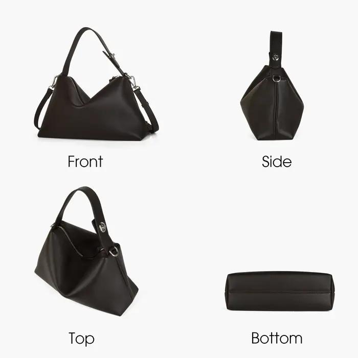 Sac demi-lune hobo en cuir de vache véritable pour femmes, polyvalent pour diverses occasions spéciales