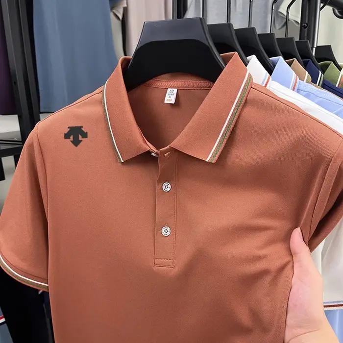 Polo décontracté de luxe haut de gamme pour homme avec logo brodé – Nouvelle collection été, respirant, idéal pour le golf et les affaires, à manches courtes