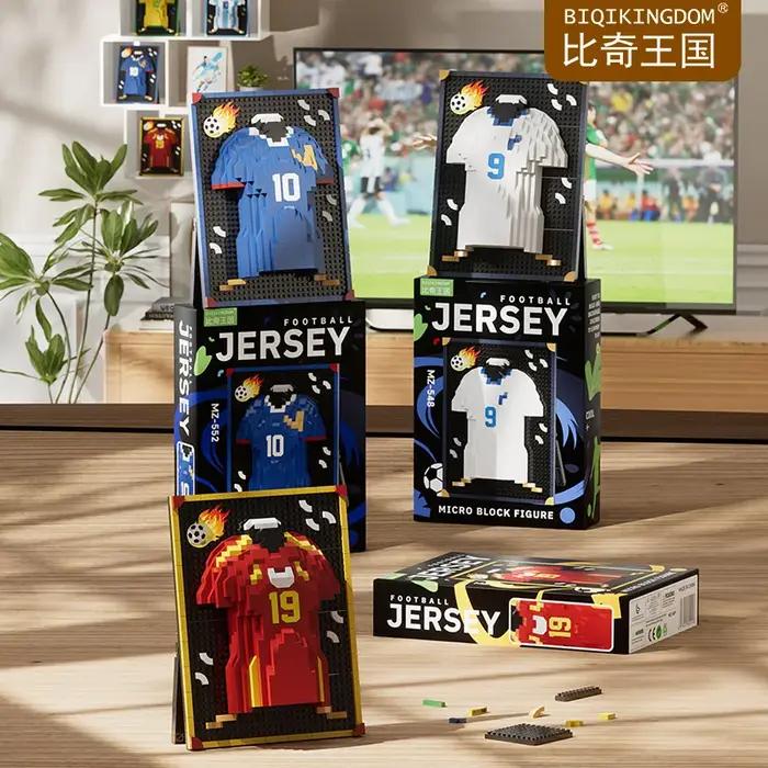 Souvenirs du Championnat du Monde de Football, Maillots de Football, Plus de 500 Pièces de Blocs de Construction, Figurines Sportives, Cadeaux pour les Fans de Football