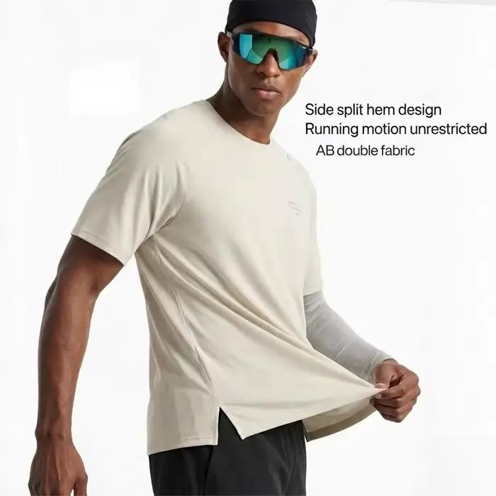 T-shirt de course en laine mérinos pour homme - Haut de sport respirant à manches courtes pour l'été