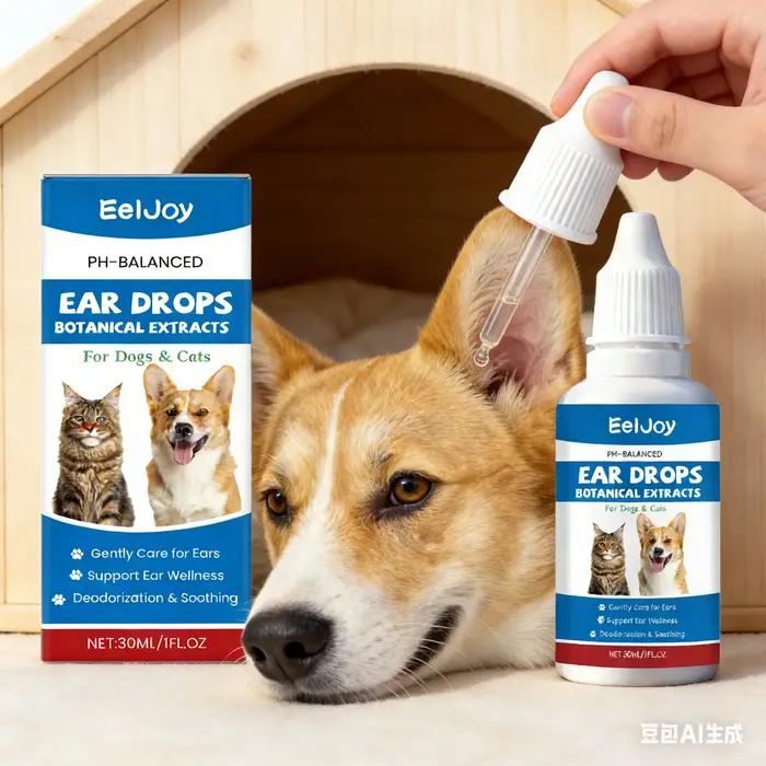EelJoy Gouttes auriculaires pour animaux de compagnie, dissolvant de cérumen, éliminateur d'odeurs,