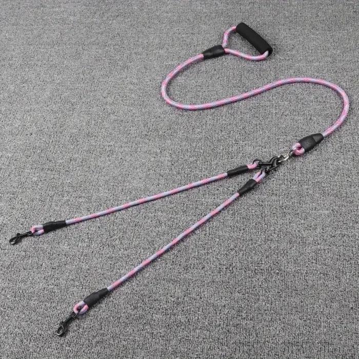 Corde de marche pour chien à double tête pour animal de compagnie avec motif ondulé