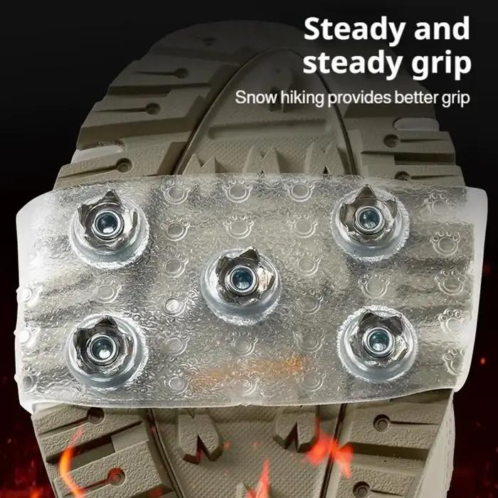 1 paire de Crampons réglables à 5 pointes, Crampons d'alpinisme en plein air unisexe, couvre-chaussures à griffes de neige, accessoires de marche et de randonnée