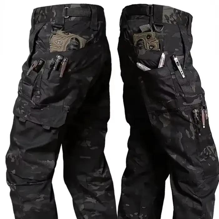 Pantalon tactique homme multi-poches imperméable pour randonnée et travail outdoor