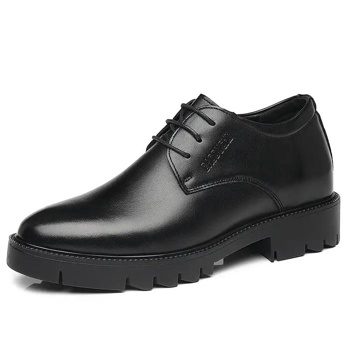 Chaussures pour hommes en cuir de vache augmentant la hauteur de 7cm