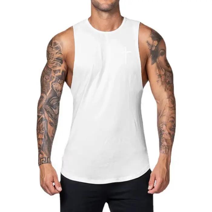 Vêtements de sport personnalisés imprimés croisés pour hommes, chemise sans manches pour entraînemen