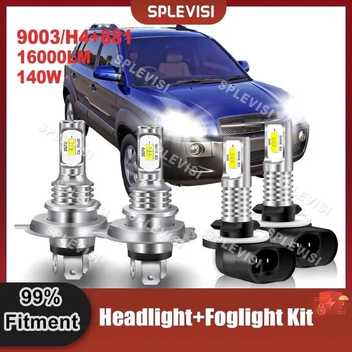 Phare LED blanc au xénon H4/9003, faisceau haut et bas + feu antibrouillard 881, Compatible avec Hyu