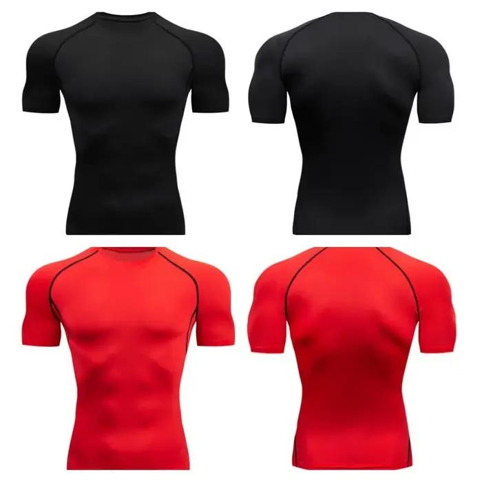 Hommes Compression course t-shirt Fitness serré à manches courtes