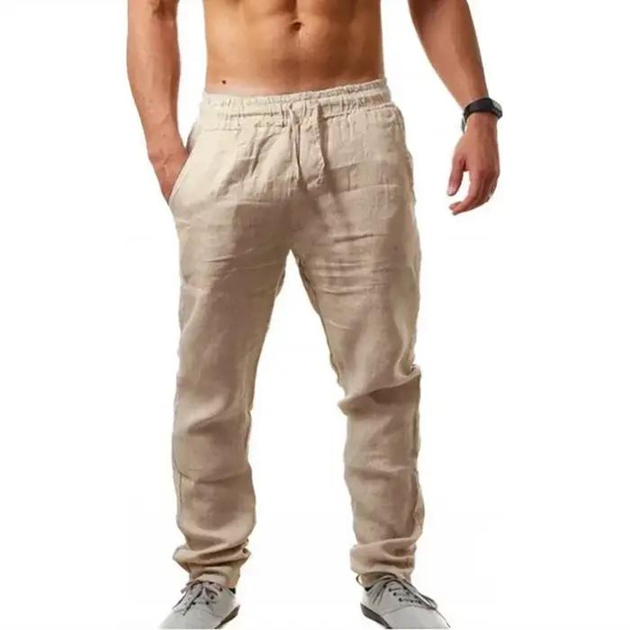 Pantalons décontractés pour hommes été mâle respirant haute qualité pantalon de survêtement couleur unie