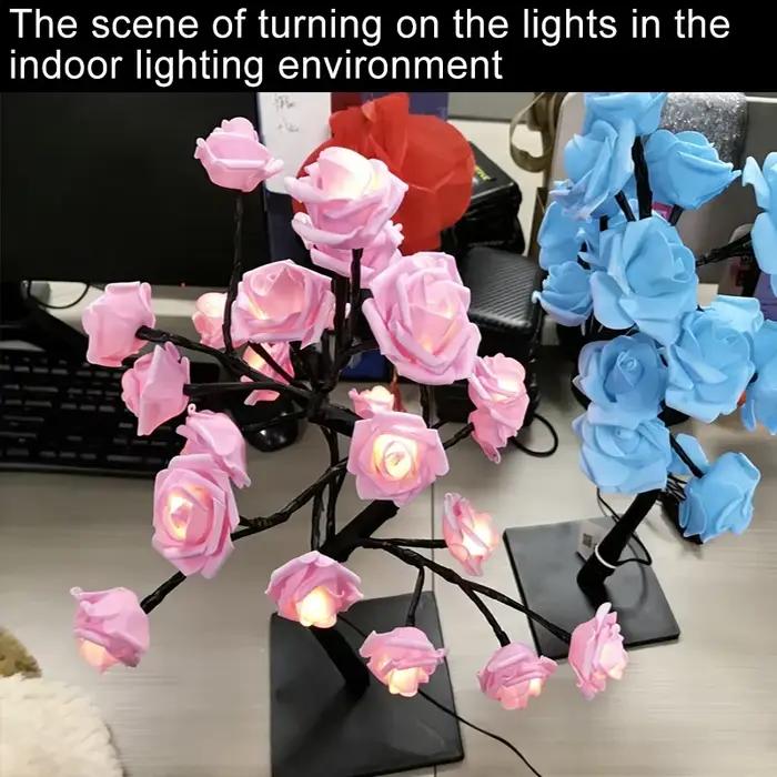 Lampe de Table LED Rose fleur arbre USB veilleuses décoration de la maison LED lampes de Table fêtes