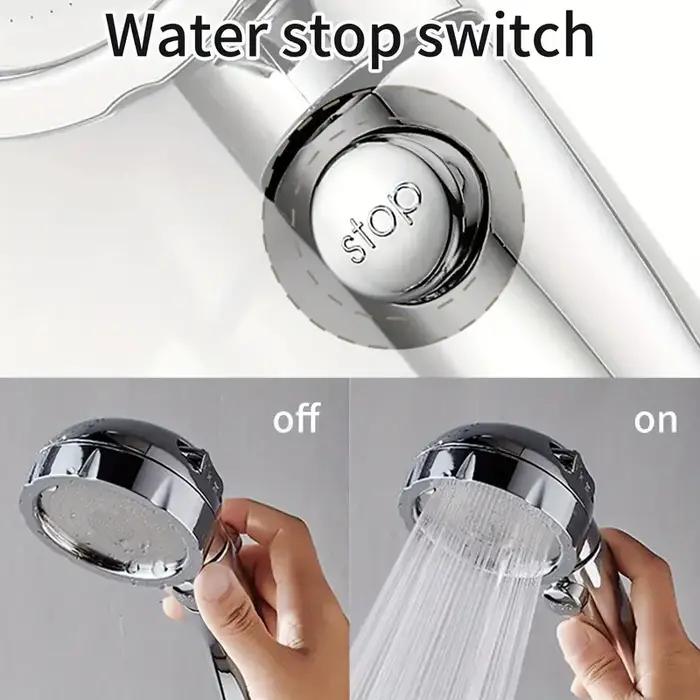 Pommeau de douche Diamond Silver 3 modes booster avec arrêt d'eau - Douchette manuelle salle de bain