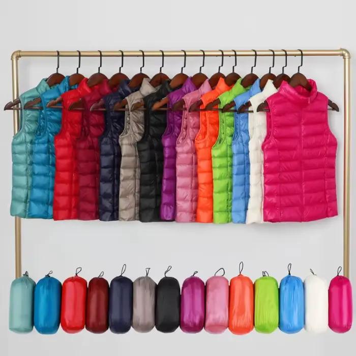 Vêtements pour femmes doudoune légère gilet chaud sans col duvet de canard blanc mince col rond vêtements intérieurs débardeur court