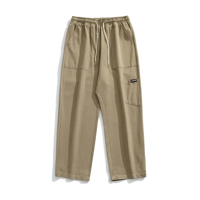 2025 marque vêtements hommes Cargo pantalon 100% coton couleur unie