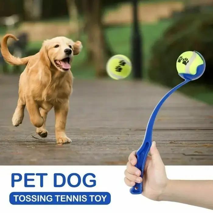 Ensemble de lanceurs de balles de Tennis pour animaux de compagnie, jouet d'entraînement en plein air pour chiens, jeu de secours, poignée ergonomique Durable, cueillette de balles interactive, fourni