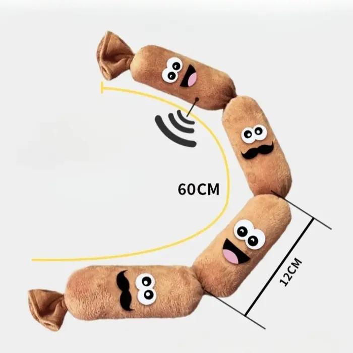 Nouveau jouet pour chien en forme de grosse saucisse, jouet sonore. 4 segments de saucisse en peluch