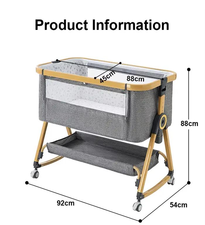 Lit bébé 3 en 1 portable, pliable, hauteur réglable, roues rotatives, berceau vibrant pour nouveau-n