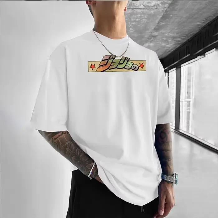 T-shirt ample et décontracté en coton 100%, design anime JoJo, polyvalent pour hommes et femmes, idéal pour les fans de JoJo, les conventions de manga et les sorties décontractées