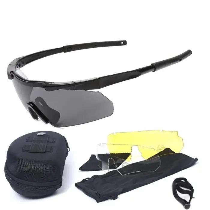 Lunettes tactiques militaires CS Airsoft pour tir et motocross coupe-vent HD 3 lentilles alpinisme randonnée occasions spéciales