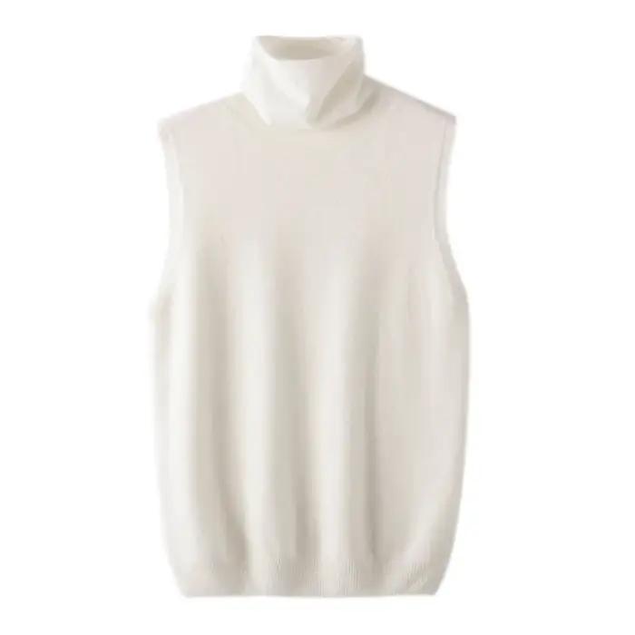 Femmes 100% laine mérinos pulls sans manches col roulé pull gilet laine tricots printemps automne hiver mode gilet hauts