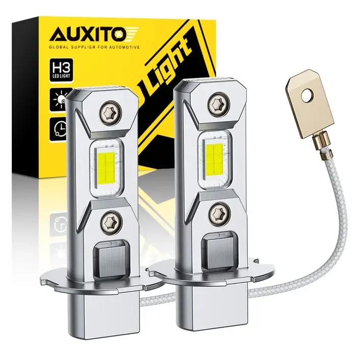 AUXITO 2 pièces H3 LED ampoule de phare Canbus sans ventilateur feux de route 6500K blanc jaune voit