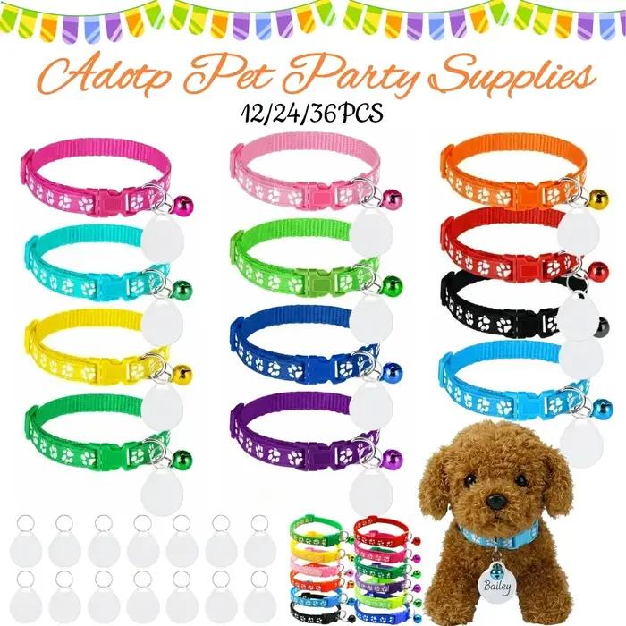 Lot de 12 à 36 colliers réglables pour chiens avec carte d'identification