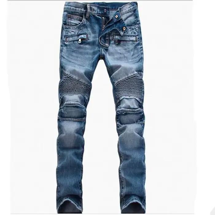 Jeans droits de motard de moto pour hommes, pantalons en denim décontractés, surintendant, streetwea