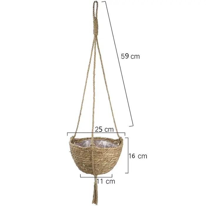 Ensemble de paniers de jardinières suspendus en jonc de mer naturel, Pots de plantes d'intérieur, dé
