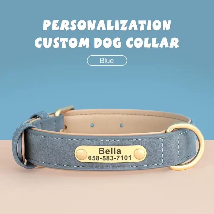 Collier de chien personnalisé en cuir PU pour chiens, collier personnalisé avec nom d'identification