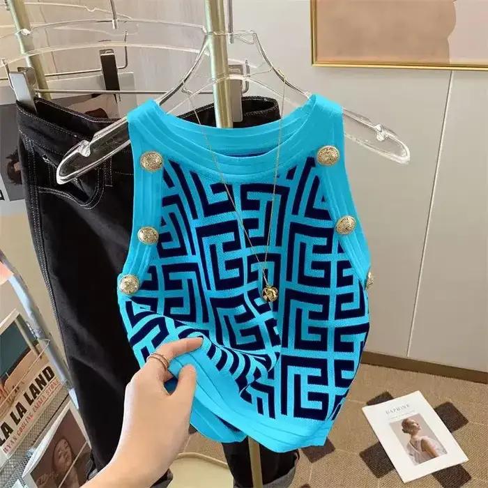 Été col rond Camisole hauts sans manche dames mode intérieur rodage été élégant pulls pull tricot femmes vêtements