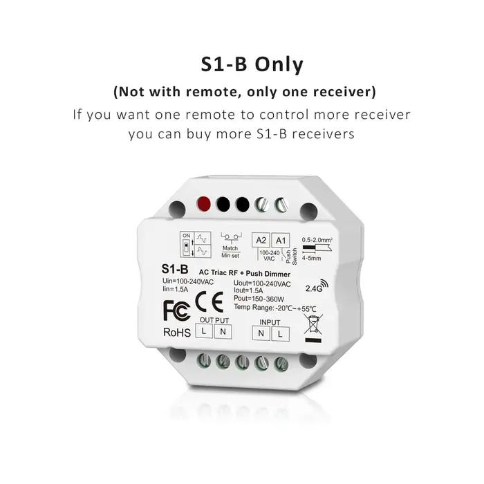 Variateur LED 220V 230V, télécommande sans fil AC Triac RF, interrupteur Push Dimmer 2.4G, variateur