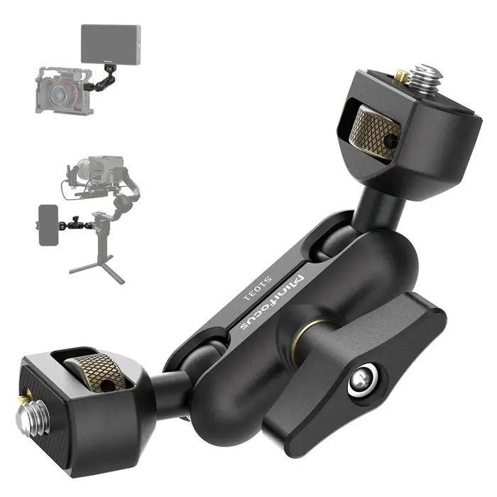 Bras articulé flexible Minifocus Camera Magic Arm avec vis 1/4” et support de moniteur de terrain double 360° ° Rotule en alliage d'aluminium
