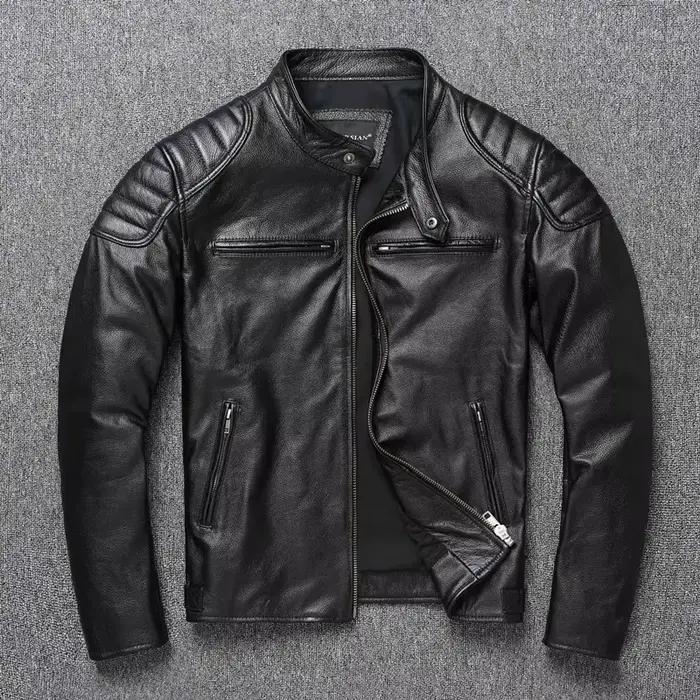 Veste en polyuréthane Ayrbao American Retro pour homme, résistante aux quatre saisons, doublure en coton, fermeture éclair pratique, style élégant à offrir pour des occasions spéciales