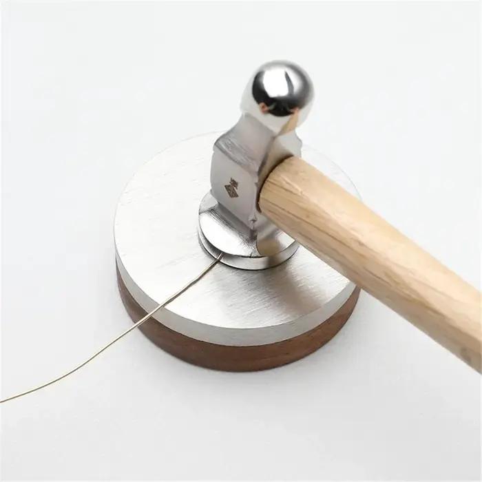 Marteau à tête ronde en acier inoxydable, bijoux dorés de haute qualité, outils de marteau en cuir e