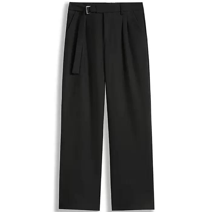 Pantalon de Costume Homme Taille Haute Printemps-Été, Coupe Droite Ample et Décontractée, Jambe Larg