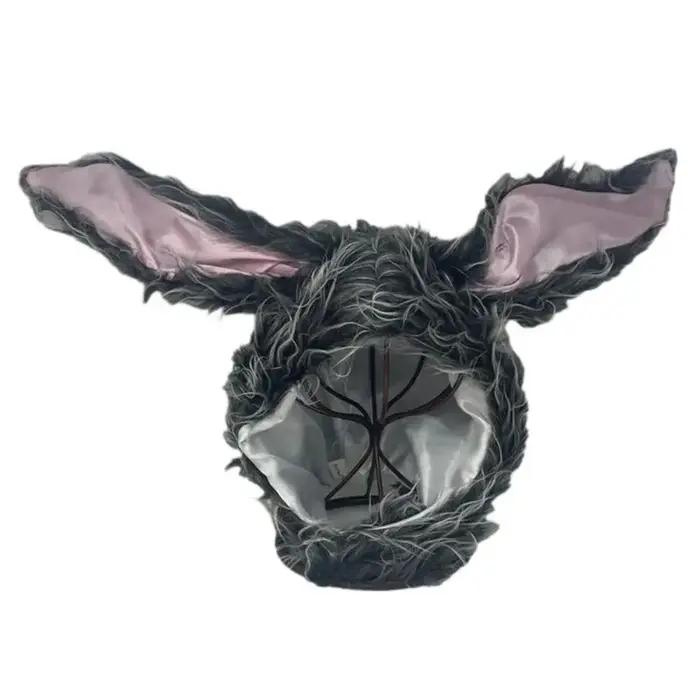 Chapeau d'hiver avec oreilles de lapin mignon et moelleux pour femmes et filles, accessoire de performance et de fête, blanc ou noir