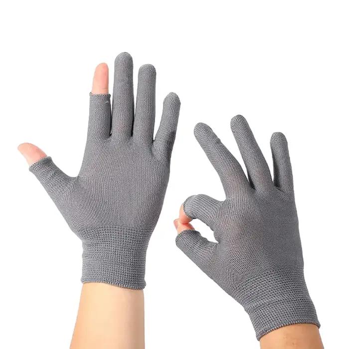 Gants nylon respirants écran tactile mi-doigts full finger moufles travail fins chasse tir mitaines outdoor