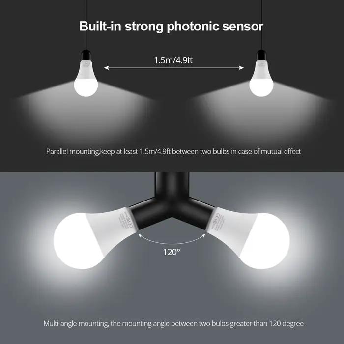 Ampoule LED E27 du crépuscule à l'aube, 15W, avec capteur de lumière, lampe intelligente, interrupte