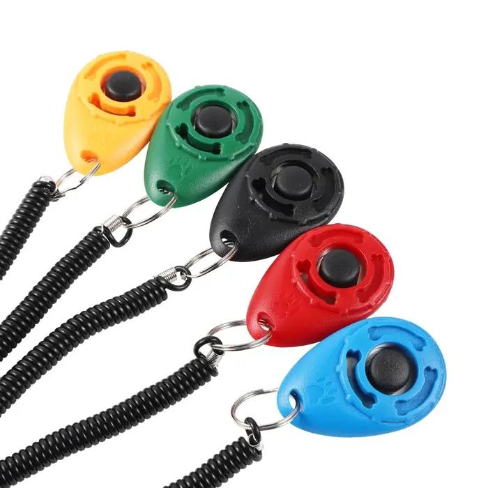 Clicker d'entraînement en plastique pour chiens et chats outil de dressage avec sangle de poignet réglable pour entraîner et communiquer avec votre animal de compagnie
