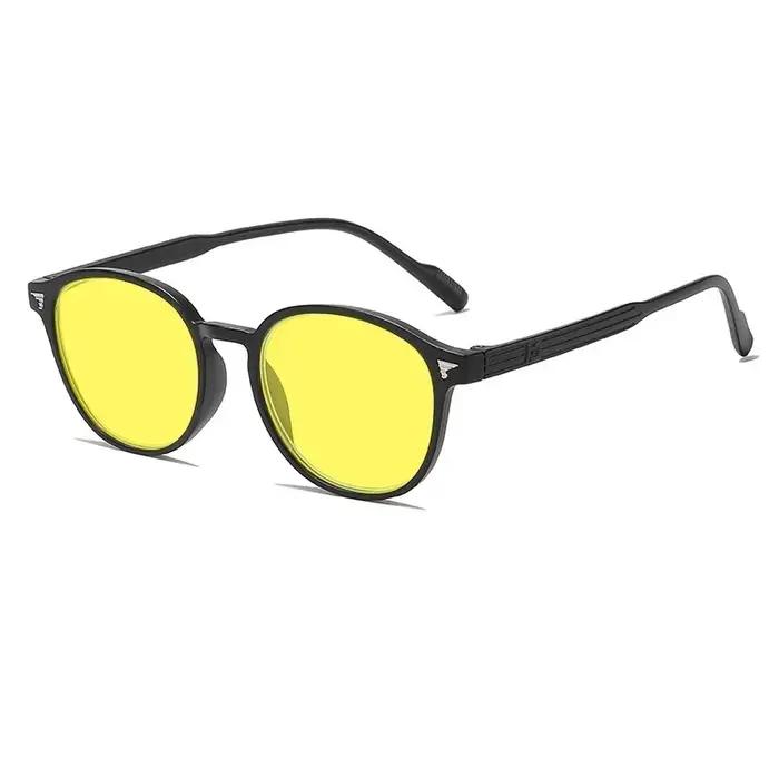 Lunettes de Vision nocturne à lentille jaune à monture ronde pour hommes et femmes