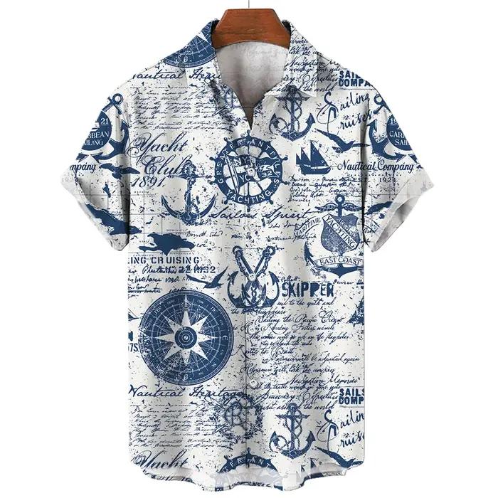 Chemise Sailing World Graphic 3D Print pour Hommes Style Décontracté Haute Qualité Imprimée pour Occasions Spéciales et Journées de Plage