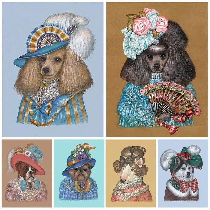 Affiches murales de dessin animé avec Portrait d'animaux de chien drôle