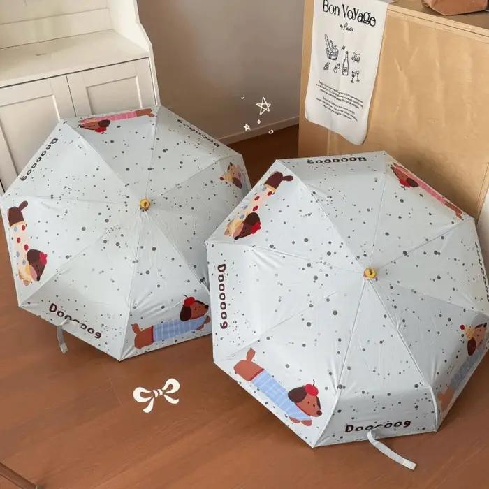 Parapluie pliant teckel à motif de chien