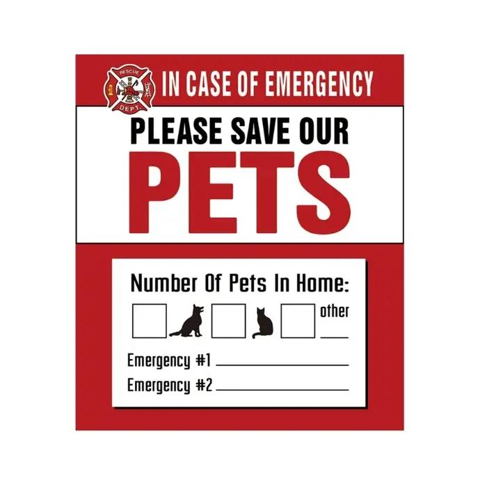 Autocollant d'alerte pour animaux compagnie, 8 pièces, autocollant sécurité incendie pour chien, autocollant intérieur