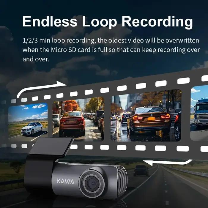 Caméra embarquée 2K pour voiture, enregistreur vidéo KAWA D5, commande vocale d'urgence, WiFi, appli