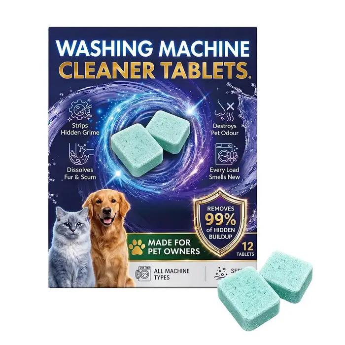 Nettoyant pour lave-linge qui élimine efficacement les poils d'animaux tenaces, les peluches et les odeurs de la buanderie.