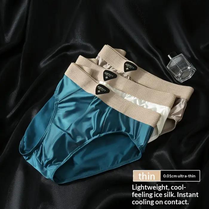 Boxers pour hommes en soie glacée, lot de 4, doux et lisses, pour usage quotidien, plusieurs couleur