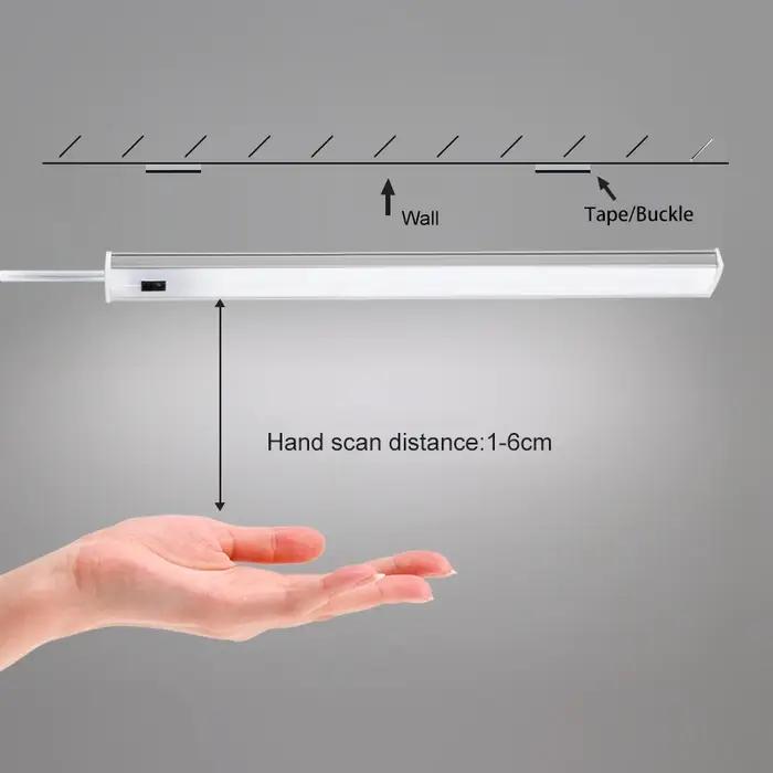 5V USB LED sous l'armoire cuisine lumières 3 couleurs 30/40/50cm main balayage capteur lampe haute l